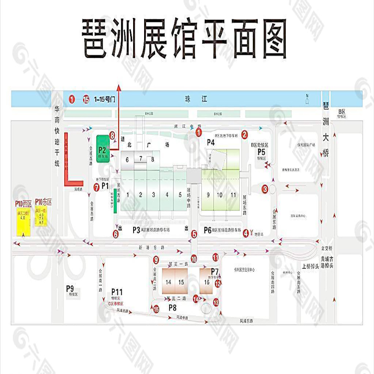 Pazhou Pavilion location distribution map